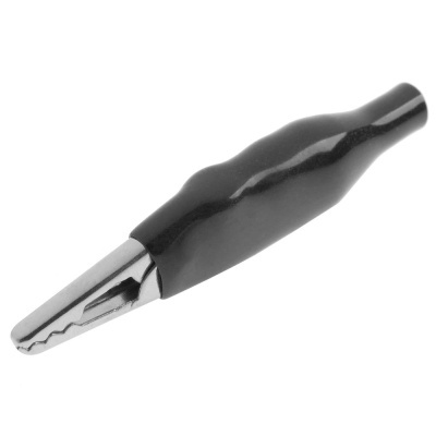 Pinça jacaré com revestimento preto e ponta metálica