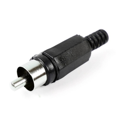 Conector RCA macho preto com ponta metálica