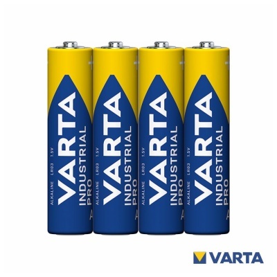 Conjunto de quatro pilhas alcalinas VARTA INDUSTRIAL PRO amarelas e azuis