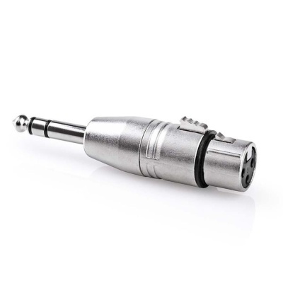 Adaptador de áudio metálico com conector XLR fêmea e jack 6,35 mm