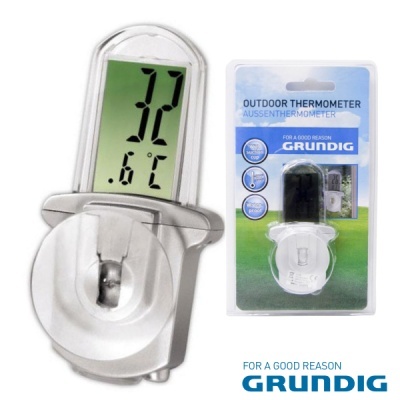 Termómetro digital exterior branco com visor LCD e embalagem de plástico