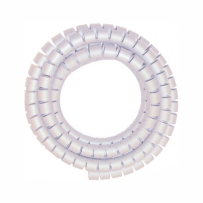 Espiral branca de organização de cabos em forma circular