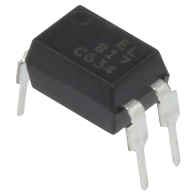 Componente eletrónico preto com quatro pinos e texto EL 817 87 C634