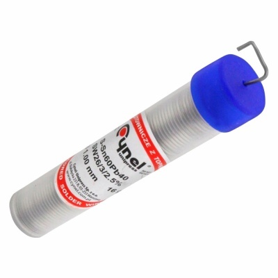 Bobina de fio de solda Qhelix em tubo transparente com tampa azul