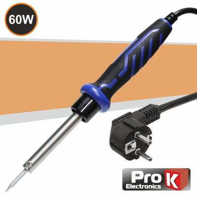 Ferro de soldar eléctrico Pro K Electronics 60W com cabo e ficha preta