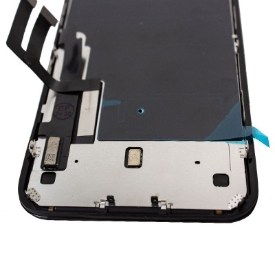 Ecrã de substituição para smartphone com componentes visíveis e fita azul