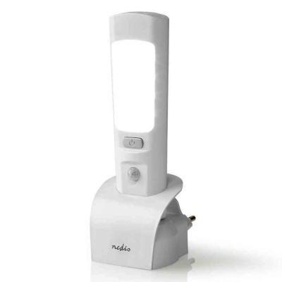 Lâmpada de emergência recarregável branca com suporte e botão