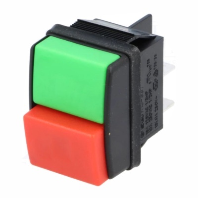 Interruptor elétrico com botões verde e vermelho