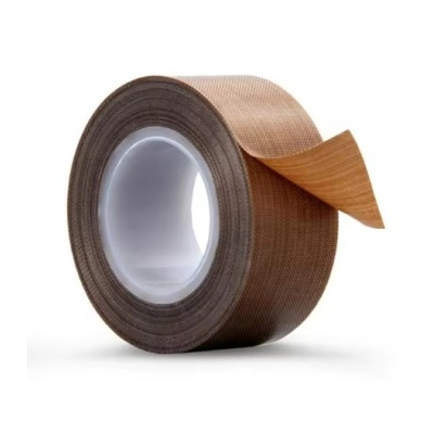 Rolo de fita adesiva em tecido castanho com interior branco