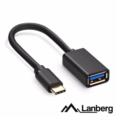 Adaptador Lanberg USB-C para USB-A preto com cabo curto