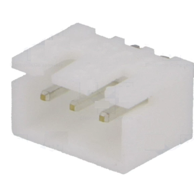 Conector elétrico branco com três pinos