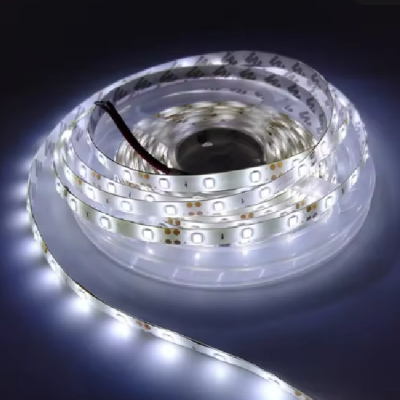 Fita LED flexível branca iluminada enrolada em espiral