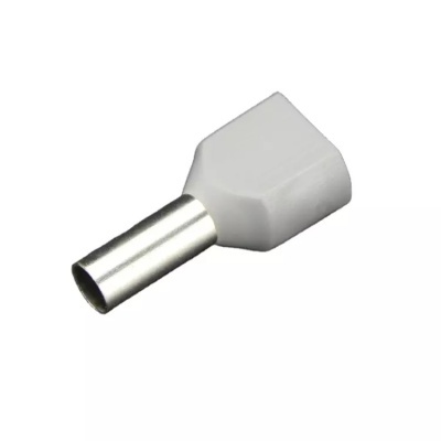 Terminal elétrico isolado branco com tubo metálico cilíndrico