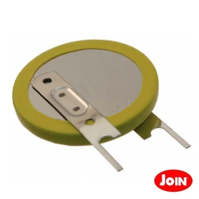 Pilha de moeda recarregável verde com terminal metálico e dois contactos
