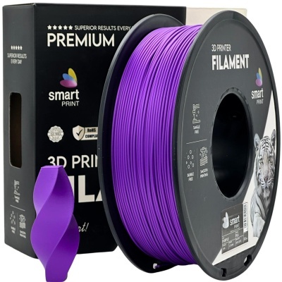 Rolo de filamentode impressão 3D roxo Smart Print com embalagem e ícones de qualidade