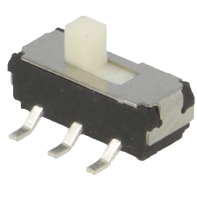 Interruptor deslizante eletrónico pequeno com terminais metálicos