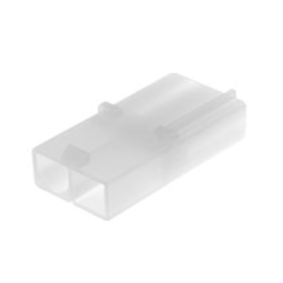 Conector elétrico branco translúcido com duas entradas quadradas