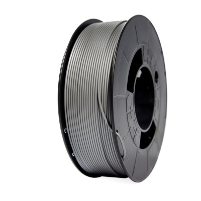 Carrete de filamento para impressora 3D cinzento em carretel preto