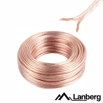 Cabo de cobre enrolado com pontas desencapadas e logo Lanberg