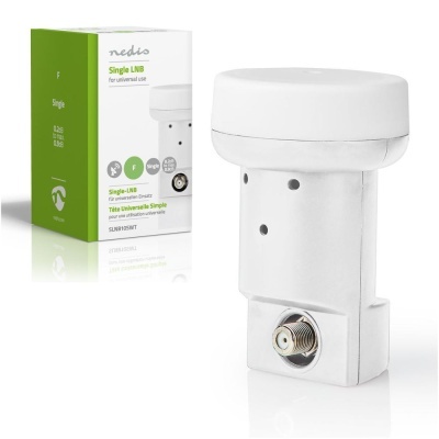 LNB simples branco da Nedis e sua embalagem verde e branca