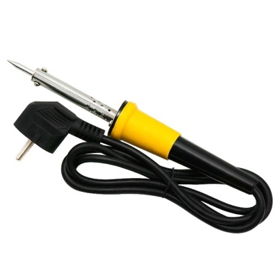 Ferro de soldar com cabo preto e pega amarela