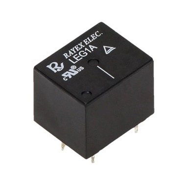 Componente eletrónico preto com texto impresso e pinos metálicos