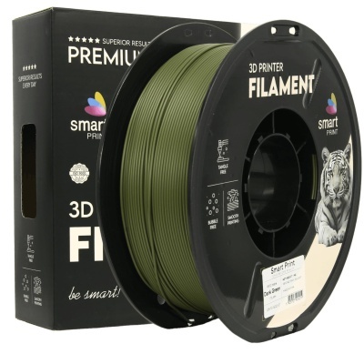 Bobina de filamento para impressora 3D verde escuro com embalagem preta e tigre desenhado