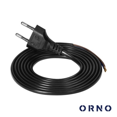 Cabo elétrico preto com ficha tipo europeu e fios desencapados