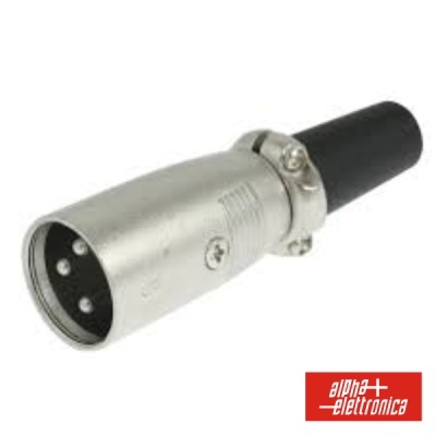 Conector de áudio XLR macho prateado com cabo preto