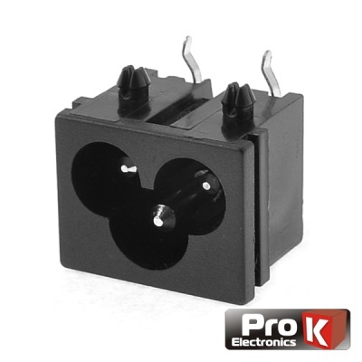 Conector de alimentação preto com três pinos