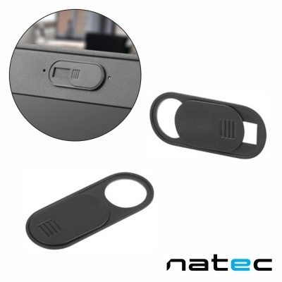 Tampão deslizante preto para webcam com design oval e janela deslizante