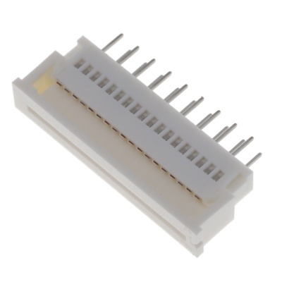 Conector elétrico branco com 12 pinos metálicos