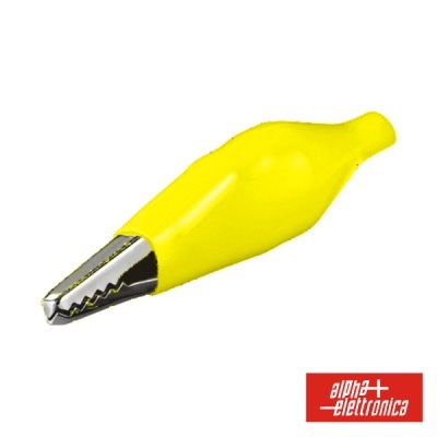 Mola jacaré com isolante amarelo e parte metálica dentada