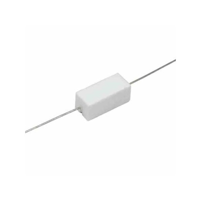 Resistor retangular branco com fios metálicos nas extremidades