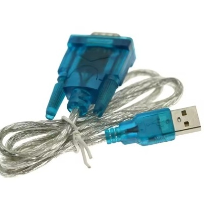 Cabo adaptador USB para porta serial DB9 azul translúcido