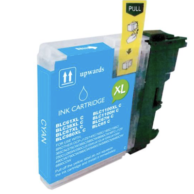 Cartucho de tinta XL amarelo com rótulo azul e aba amarela PULL