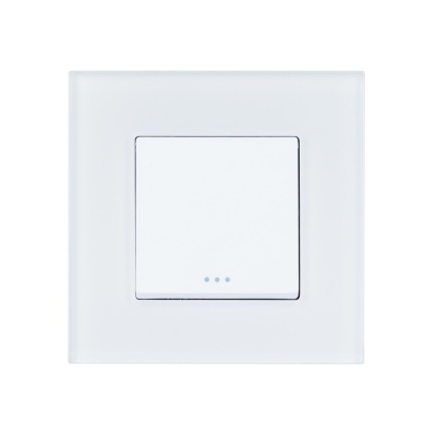 Interruptor de luz branco quadrado com três pontos azuis