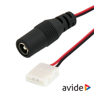 Cabo adaptador com conector DC preto e conector de 3 pinos branco com fio preto e vermelho