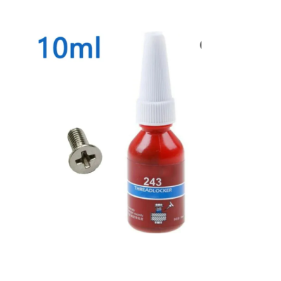 Frasco de cola para roscas 243 com parafuso perto