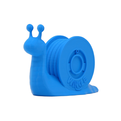 Estatueta de caracol azul com a palavra WINKLE no casco.