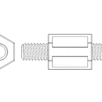 Parafuso telescópico metálico com porca hexagonal