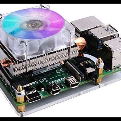 Computador de placa única com ventoinha LED e dissipador de calor