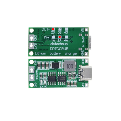 Placa eletrónica verde com componentes e conector USB