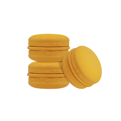Quatro macarons amarelos empilhados