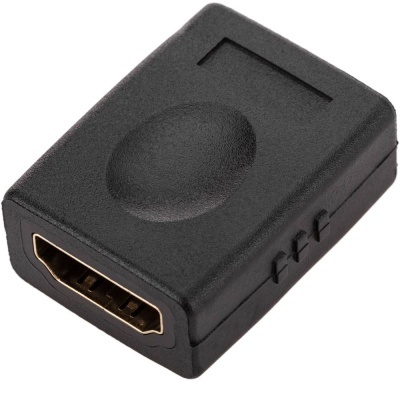 Adaptador HDMI fêmea preto de plástico rugoso