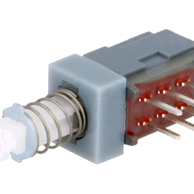 Interruptor botão de pressão com mola e pinos metálicos