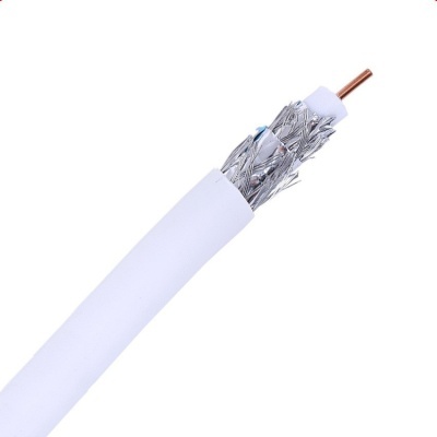 Cabo coaxial branco com condutor de cobre