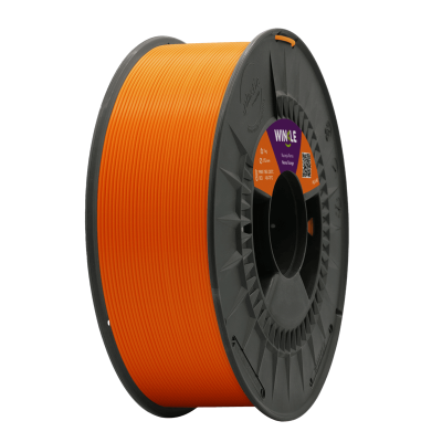 Bobina de filamento para impressão 3D laranja em spool preto