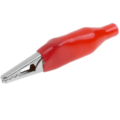 Clipe de jacaré metálico com isolamento vermelho