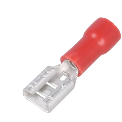 Conector elétrico terminal macho com revestimento isolante vermelho